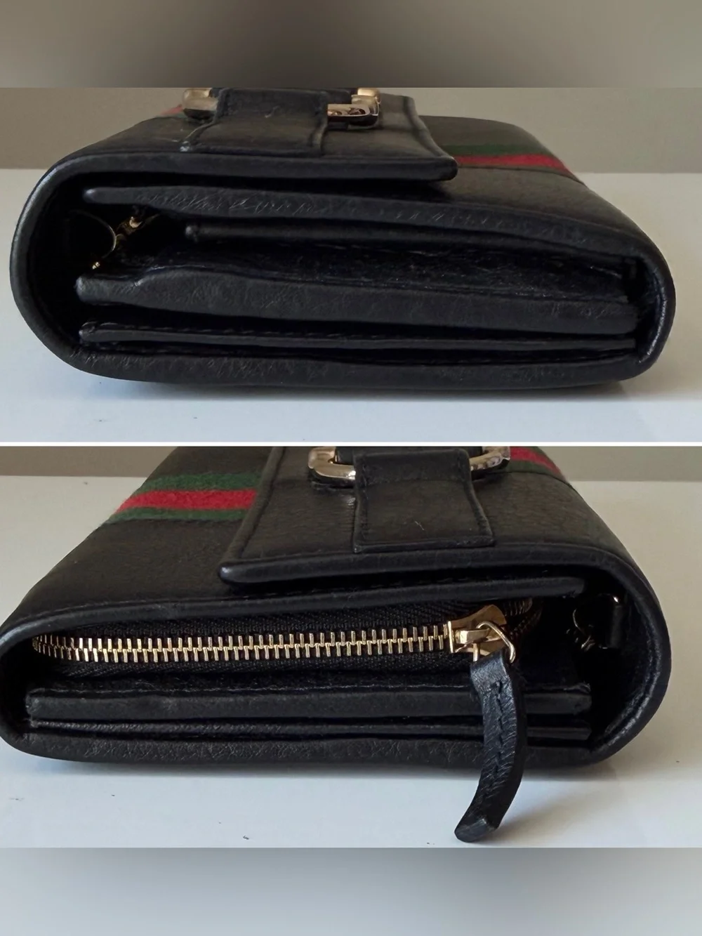 Gucci Horsebit Web Wallet On Chain Black Leather WOC Detachable Strap - Picture 6 of 15